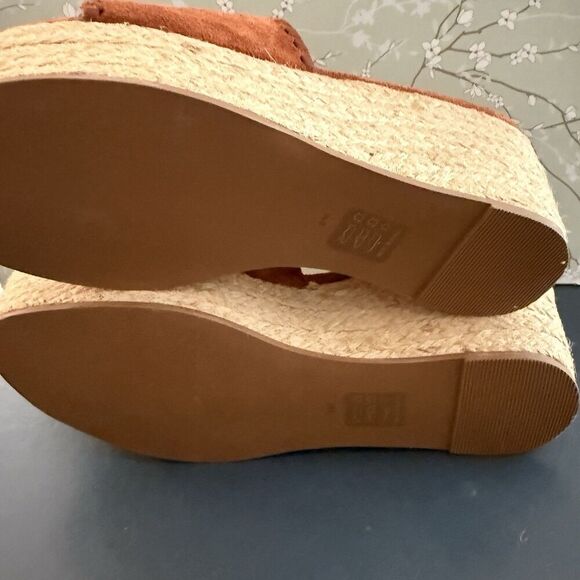 Jack Rogers Suede Flip Flop Platform Classic Jute Espadrille Wedge Sandals 8 New - Picture 7 of 8